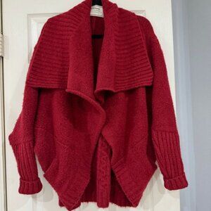 Vintage Cardigan Sweater Red Womens Size Medium‎ Open Front